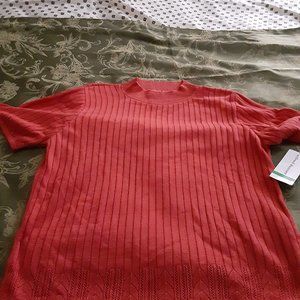 Alfred Dunner Short Sleeve Orange Pull Over Sweater Size L